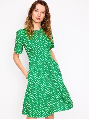 New Boden Sz 8P Green Louisa Short Jersey Dress